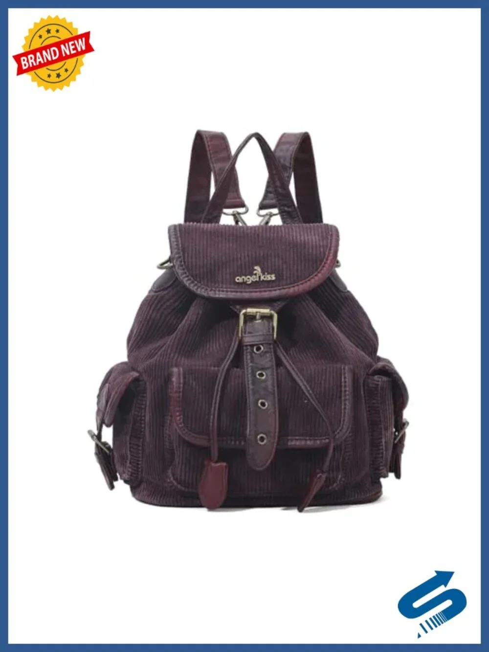 Small Corduroy Backpack Purse, 3-in-1 Convertible Shoulder Bag with Detachable